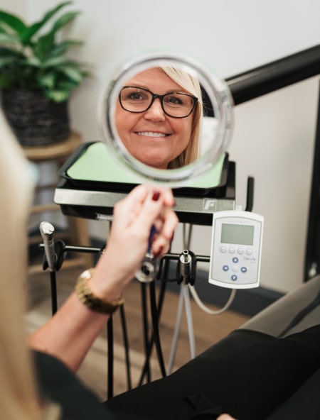 Our smiling patient after cosmetic dentistry procedure